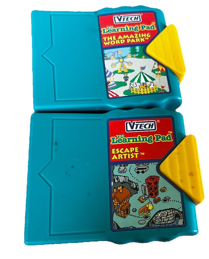 VTech The Learning Pad Toy 1990’s VTG RARE Electronic Plug And Play 2 Cassettes