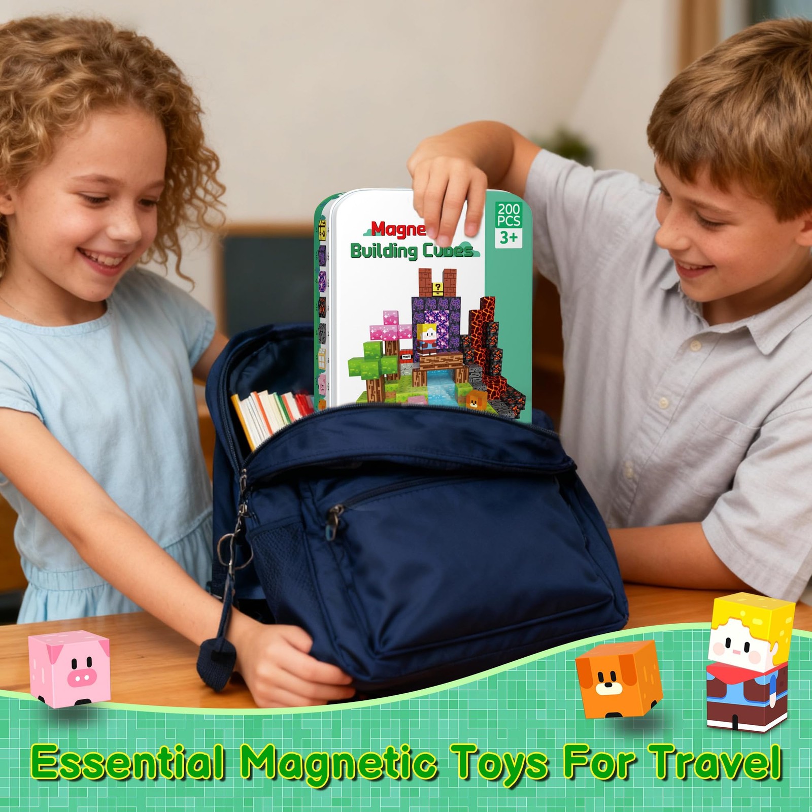 iLacven Magnetic Blocks Travel Building 200 Pcs Set, Multicolor