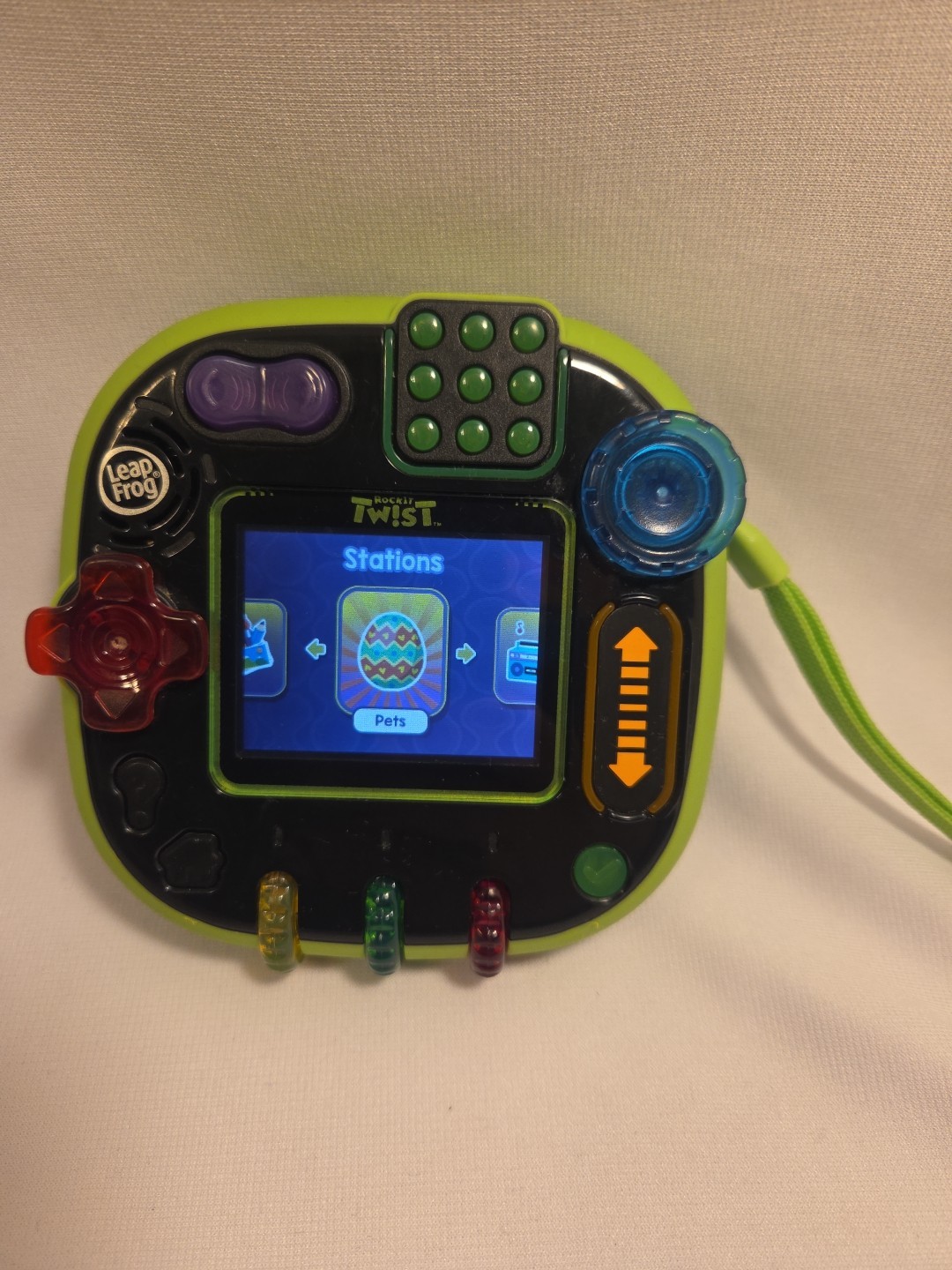 LeapFrog Rockit Twist Green Button Control Handheld Learning Game System WORKS