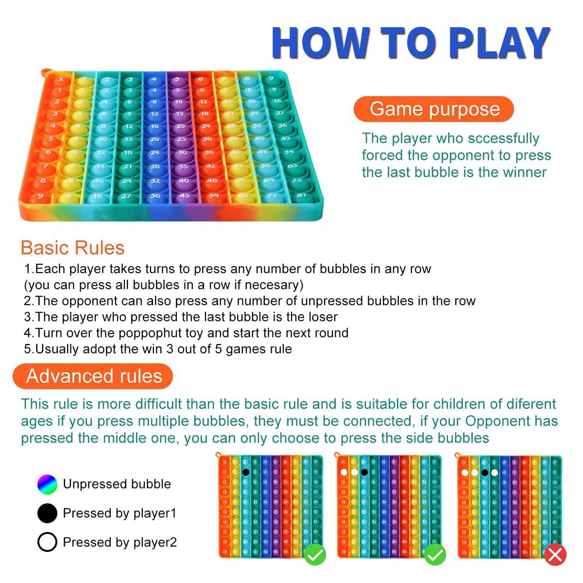 P00p with Numbers Multiplication Table Game Fidget Math Toys,Stress Relieving Fi