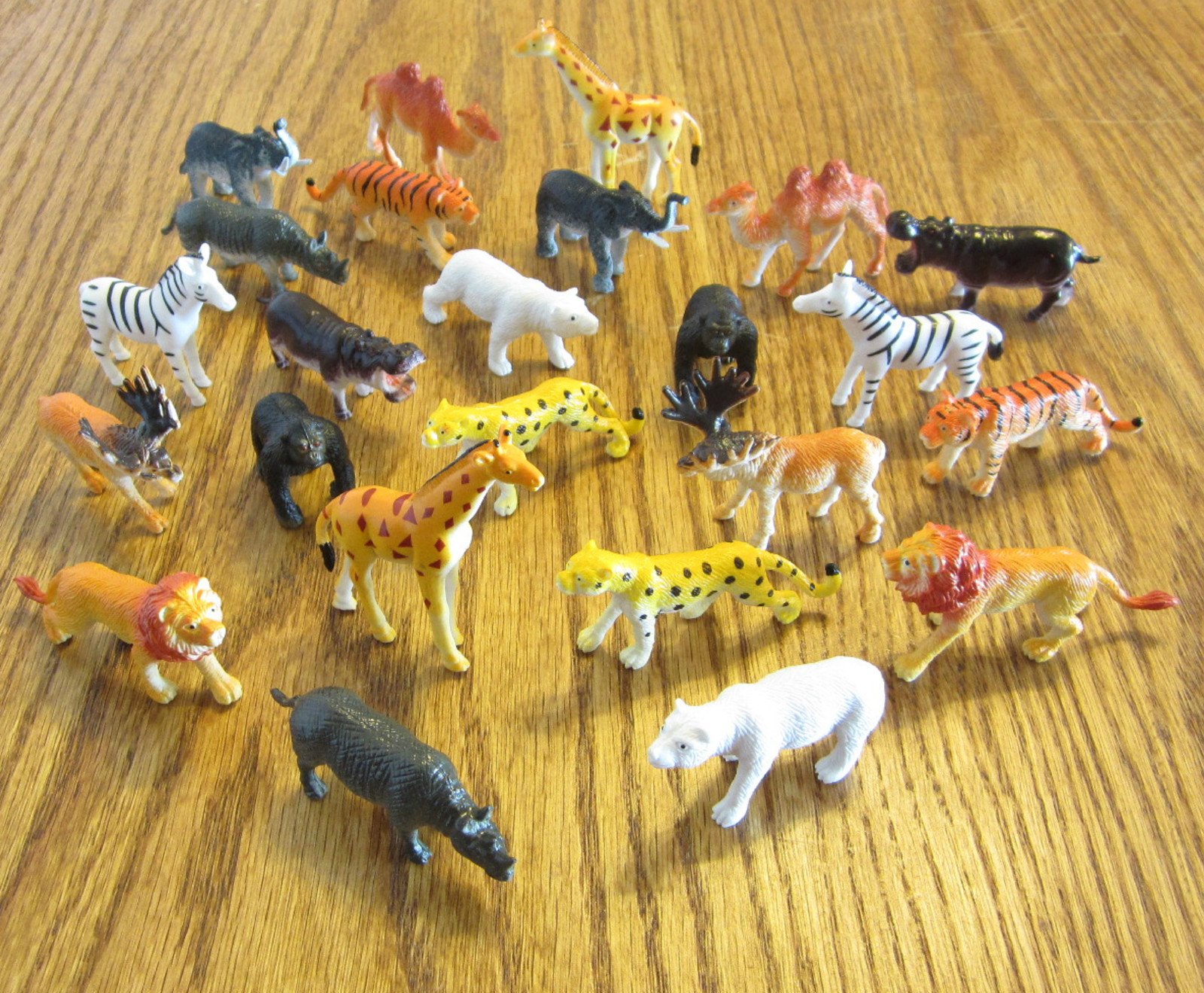 24 NEW ZOO ANIMALS 2″ TOY PLAYSET WILD JUNGLE GORILLA ZEBRA TIGER LION SAFARI