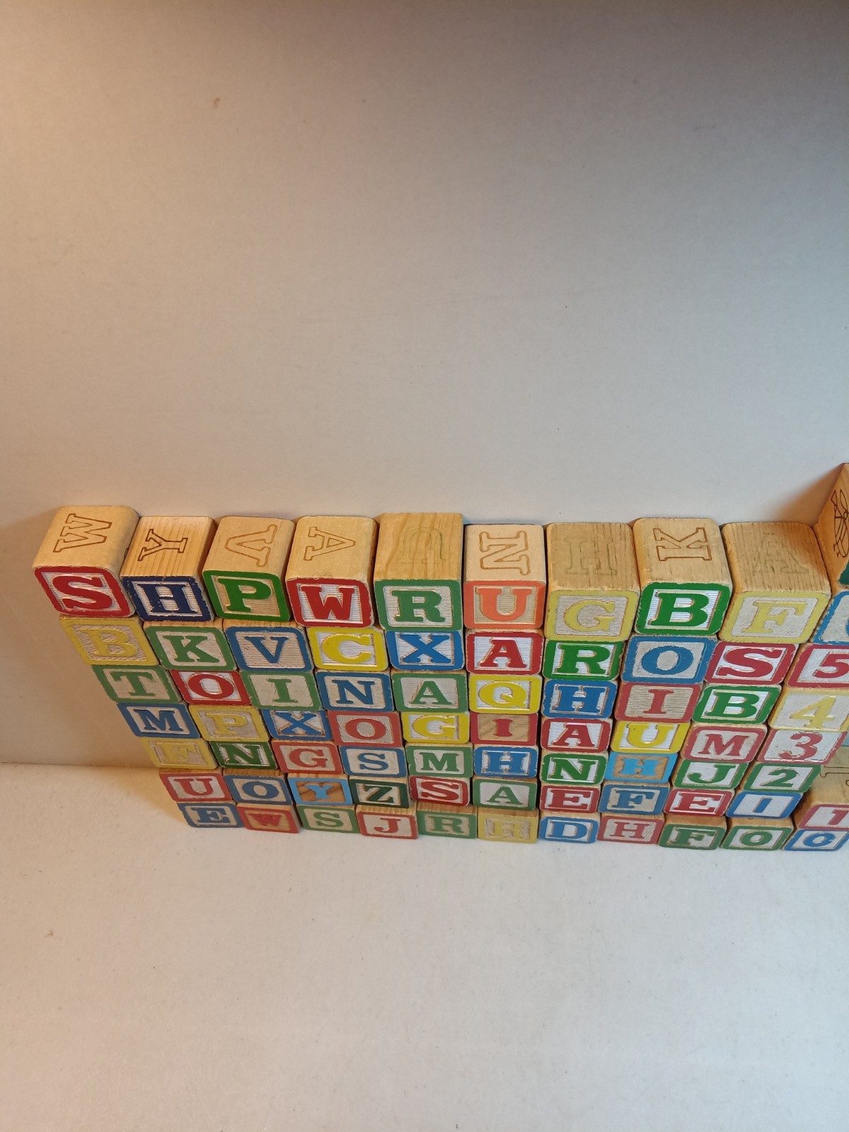 VTG Children’s ABC Wooden Block Building Set Of #73 Blocks Includes Numbers