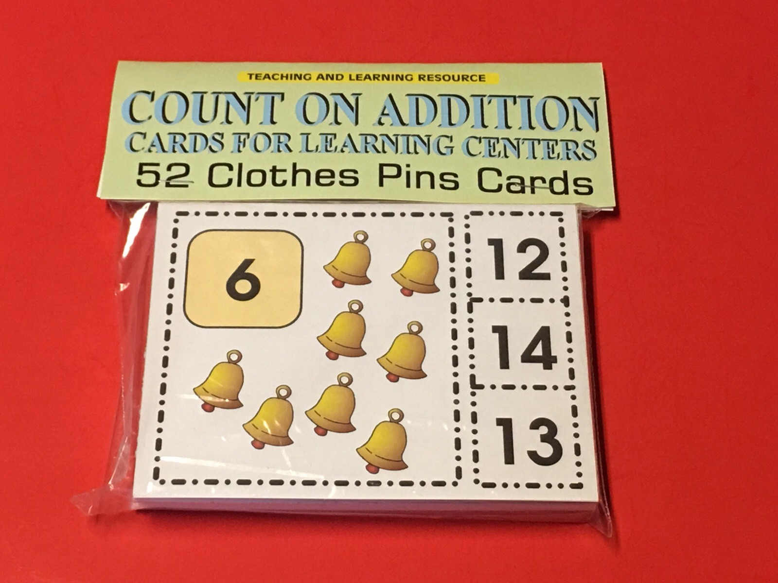 Count On Addition Cards – Cards for Learning Center 52 Cards-Letters Teaching
