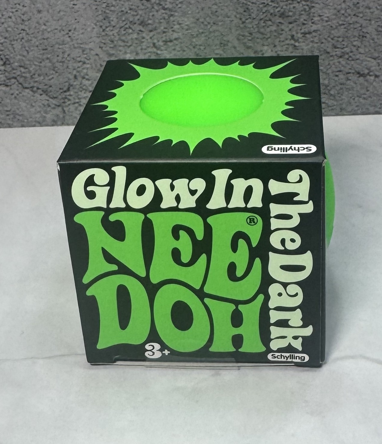 Needoh Teenie Single – Sensory Squeeze Toy – Mini Glow In The Dark – Green