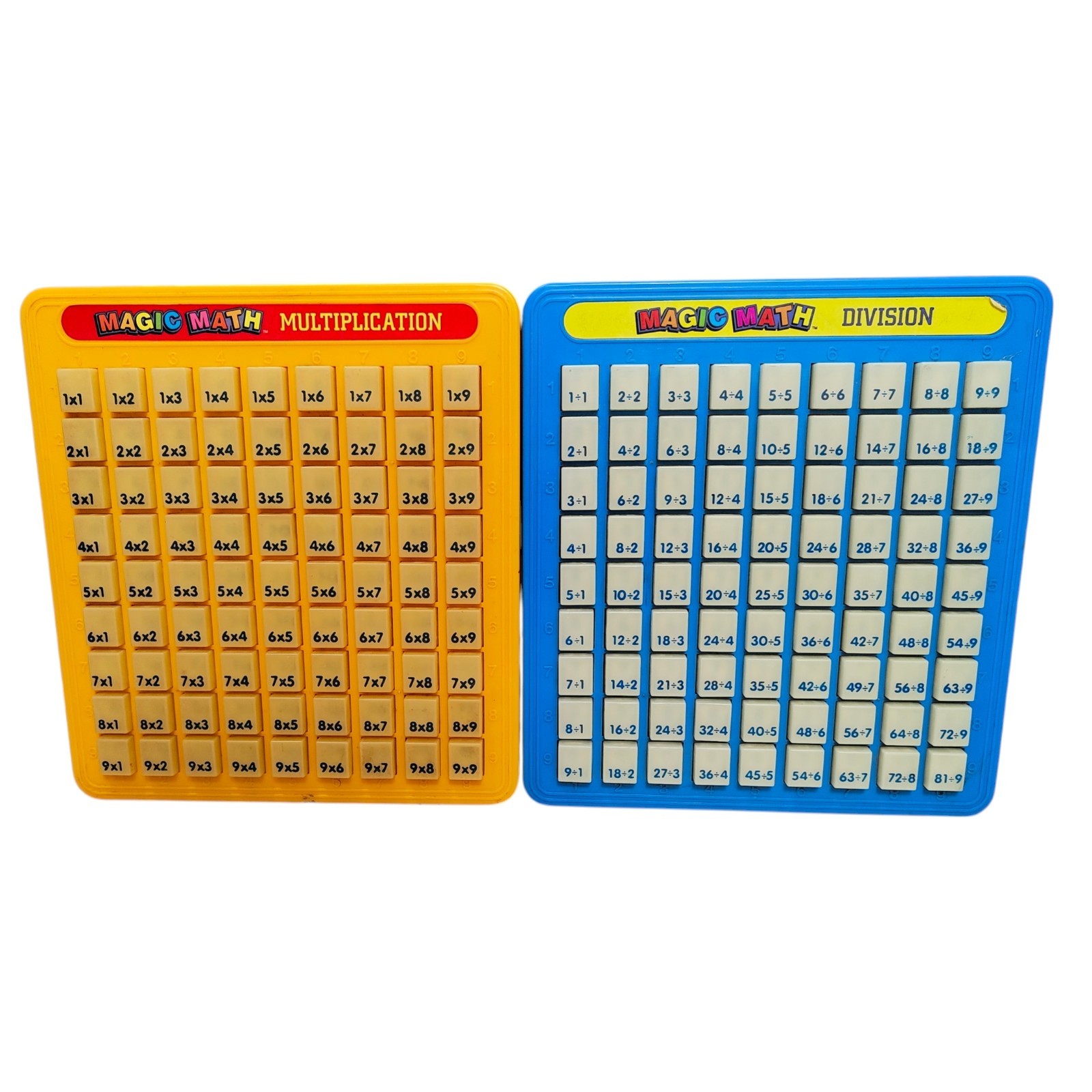Magic Math Machines Lot Of 2 Multiplication Division Yellow Blue 1993 Lanard Toy