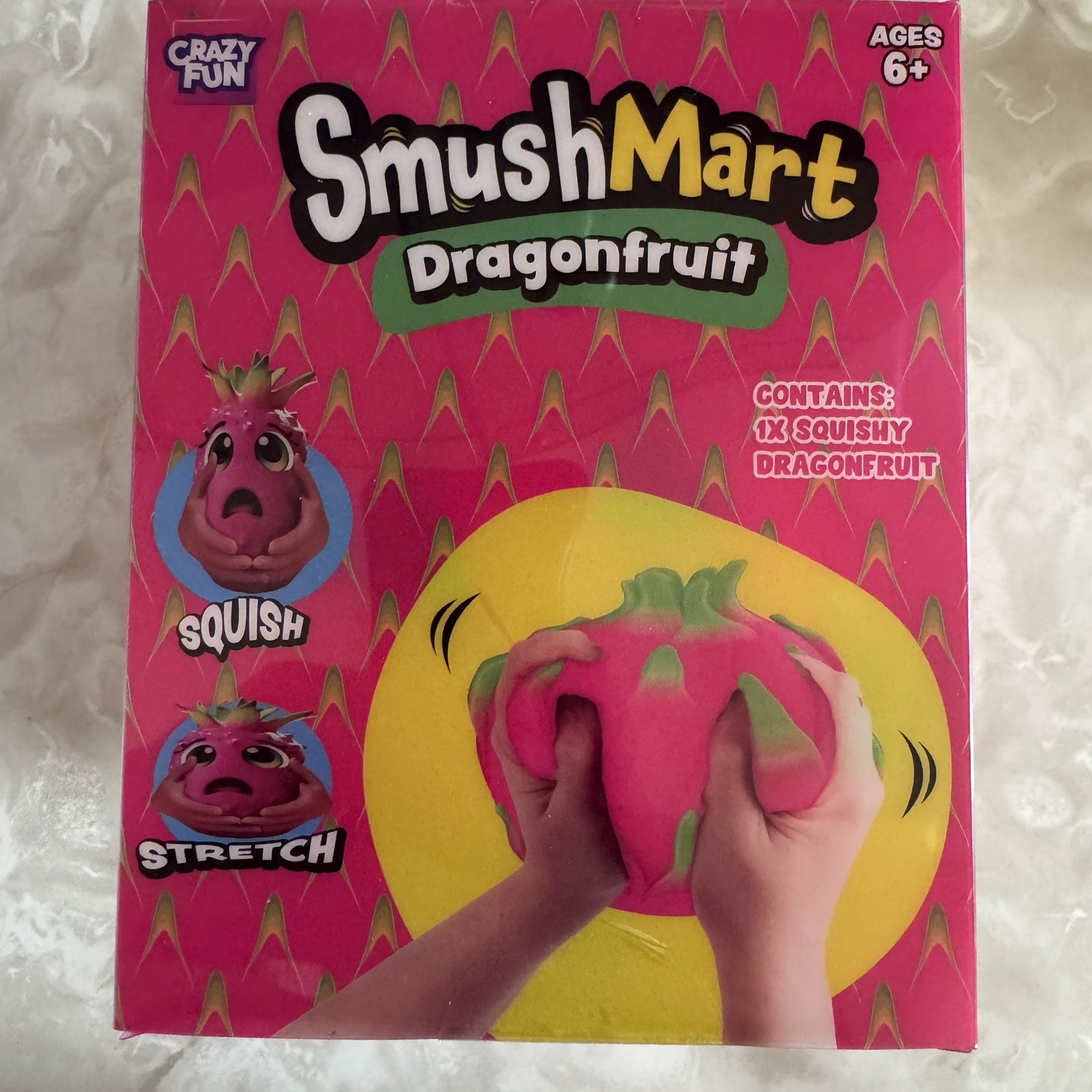 SmushMart Dragonfruit Tactile Squishy Squeeze Toy Pink/Green US103-1046