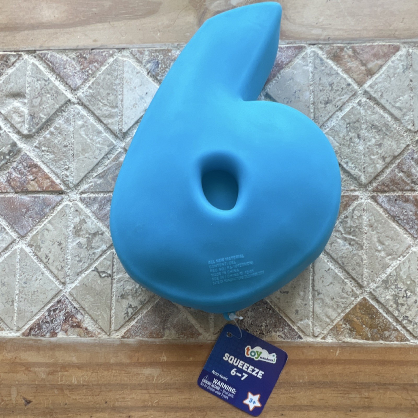 Toysmith Blue Number 6 Tactile Squeeze Stress Toy, Ages 3-11, 6-7 Years