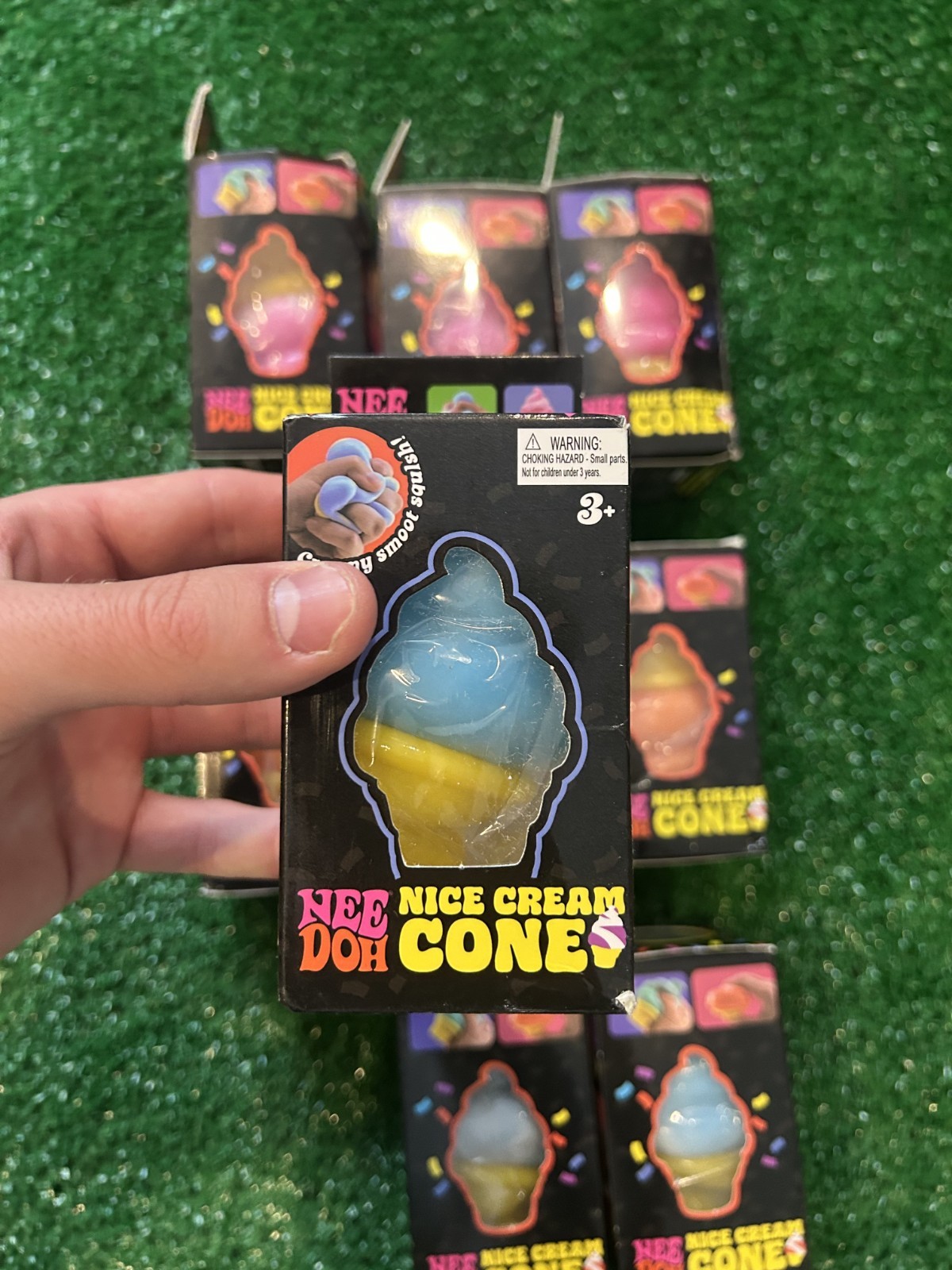 Nee Doh Nice ice Cream Cone Blue Orange Pink Ice Cream Squishy Lot of 3 New