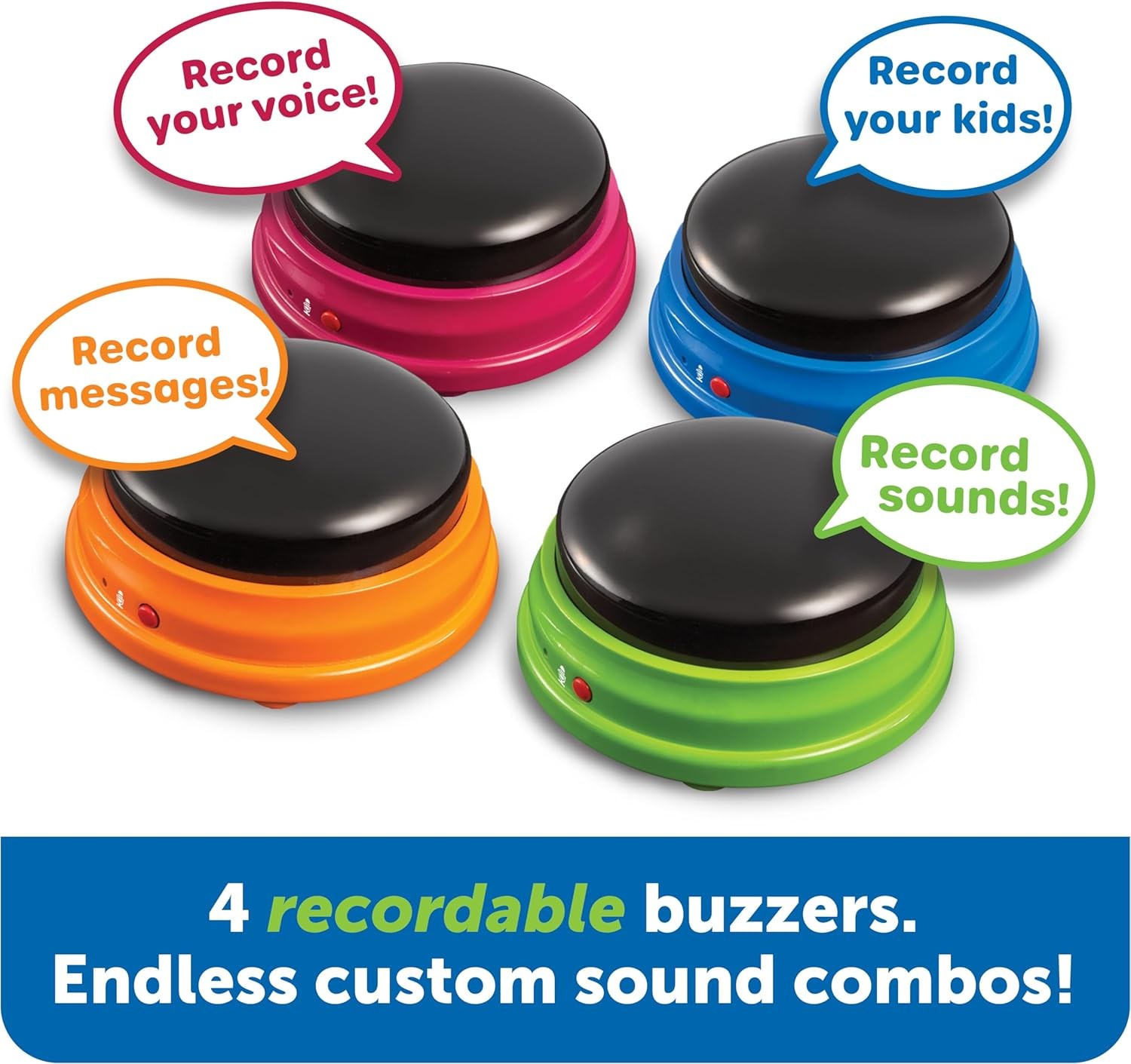 Learning Resources Recordable Answer Buzzers – Set of 4, Ages 3+ | Pre-K…