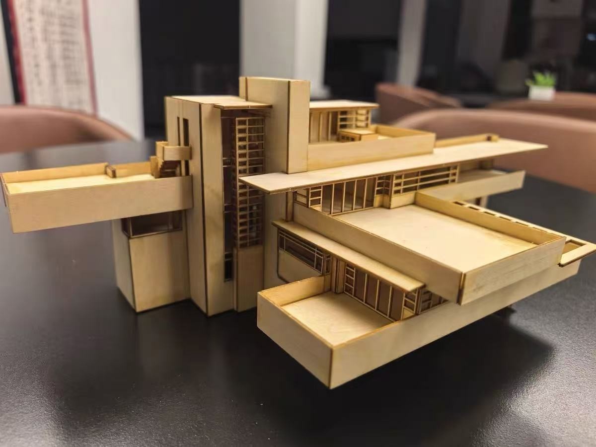 1/75/100 Fallingwater Villa 3D Wooden DIY Building Model Assembly Kits Set Gifts