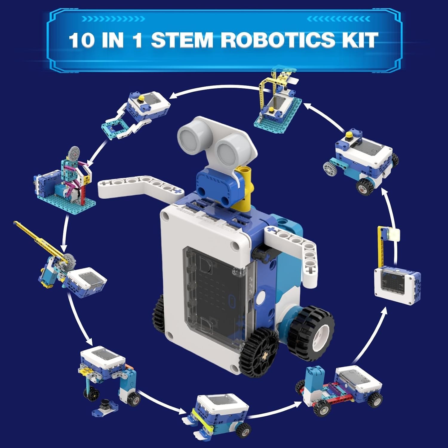 ICreateRobot Coding Robot Kit, 10-in-1 BBC Micro:bit Robotics Invertor Kit STEM