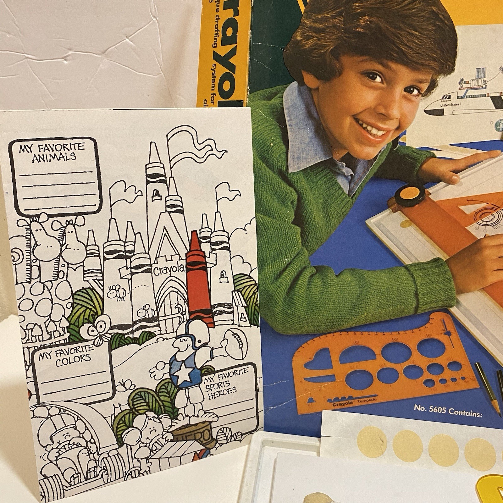 Vintage 80s Crayola Designer Kit for Vehicles #5605 1982 Cars, Trucks, Airplanes