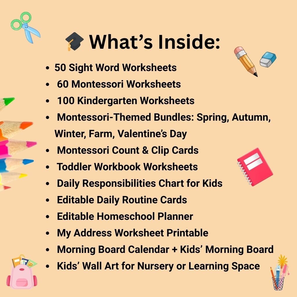 PreK-K Mega Montessori Bundle | 1000+ Digital Worksheets+Planners & Much More