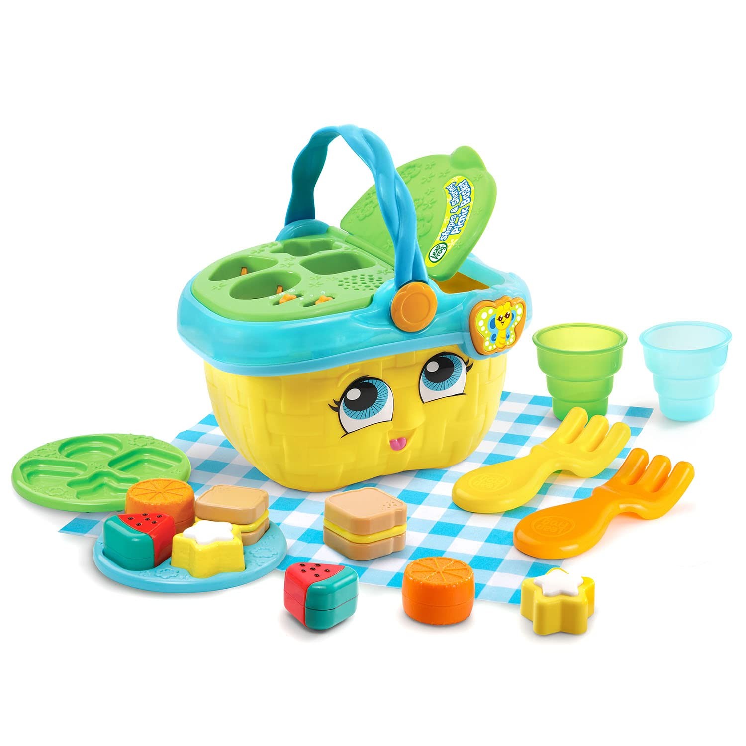 Shapes and Sharing Picnic Basket Interactive Toy with Food Pieces and Music