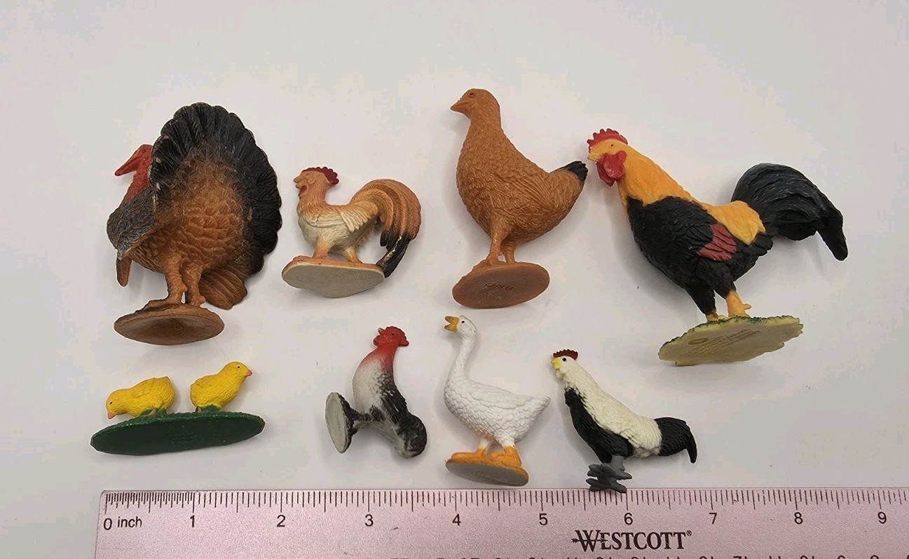 Mixed Lot Roosters Chickens More Toy Figures Plastic Realistic