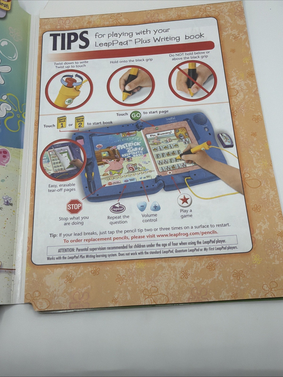 LeapPad Plus Writing Patrick and Gary’s Kelptastic Day Game Book 1&2 +Cartridge
