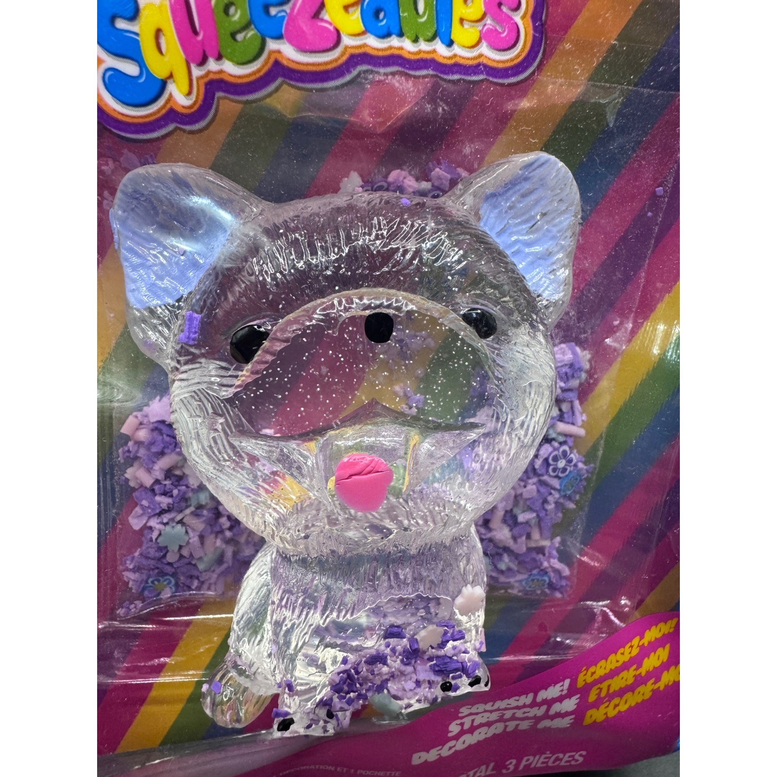 Taba Jelly Squeezables Scented Jelly Squishy Toy Clear Glitter Animal with Pouch