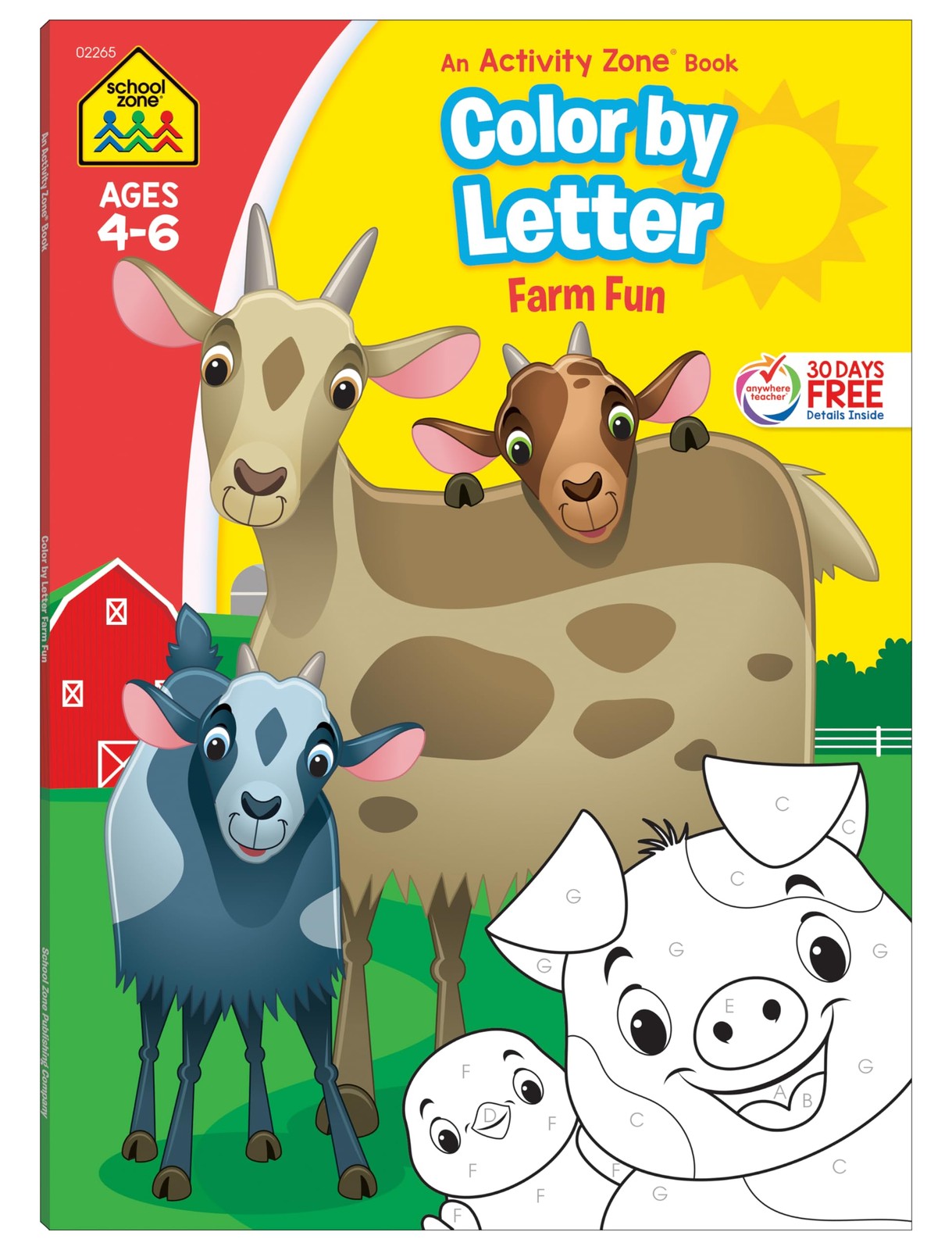 School Zone Color by Letter Farm Fun Workbook: 64 Pages, Preschool,…