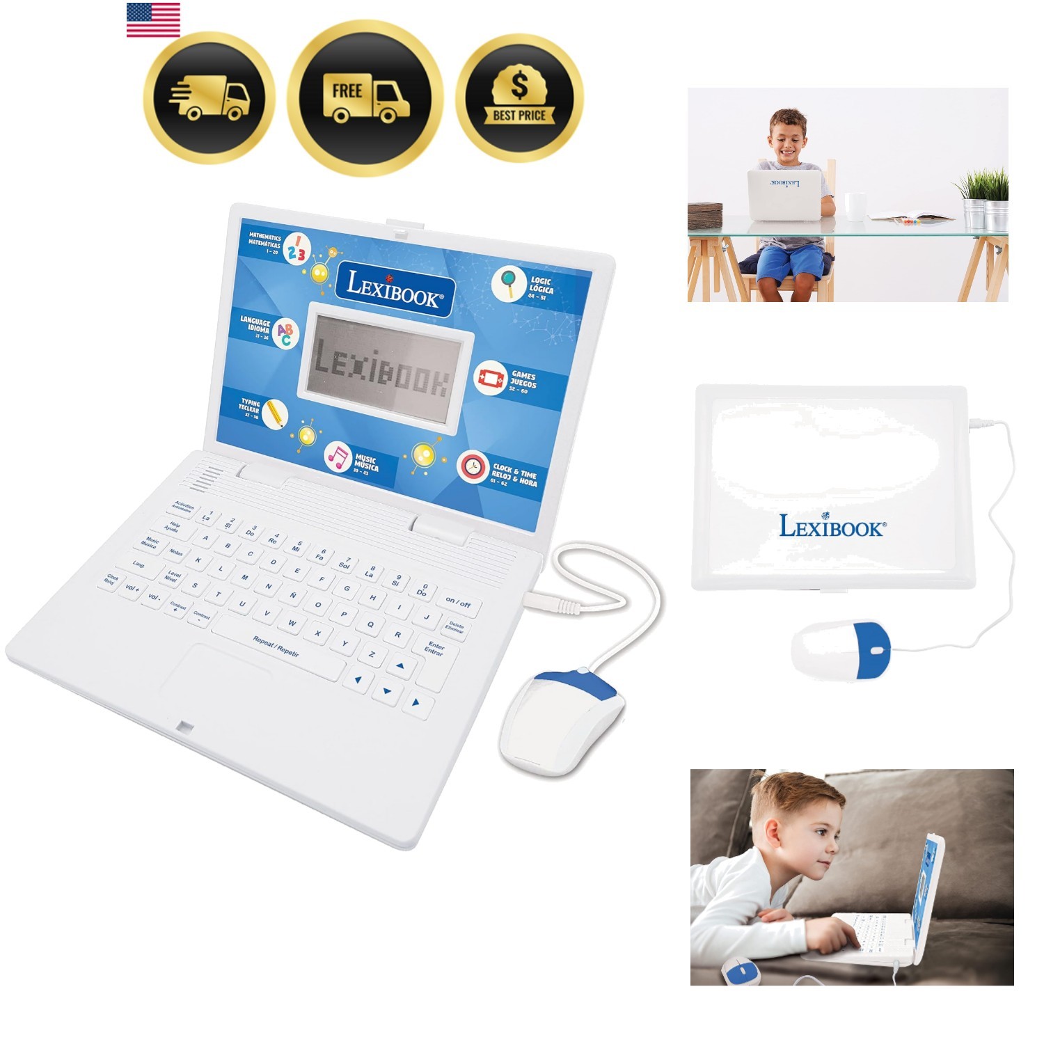 Educational Laptop Toy Bilingual Spanish English Learning Activities Games