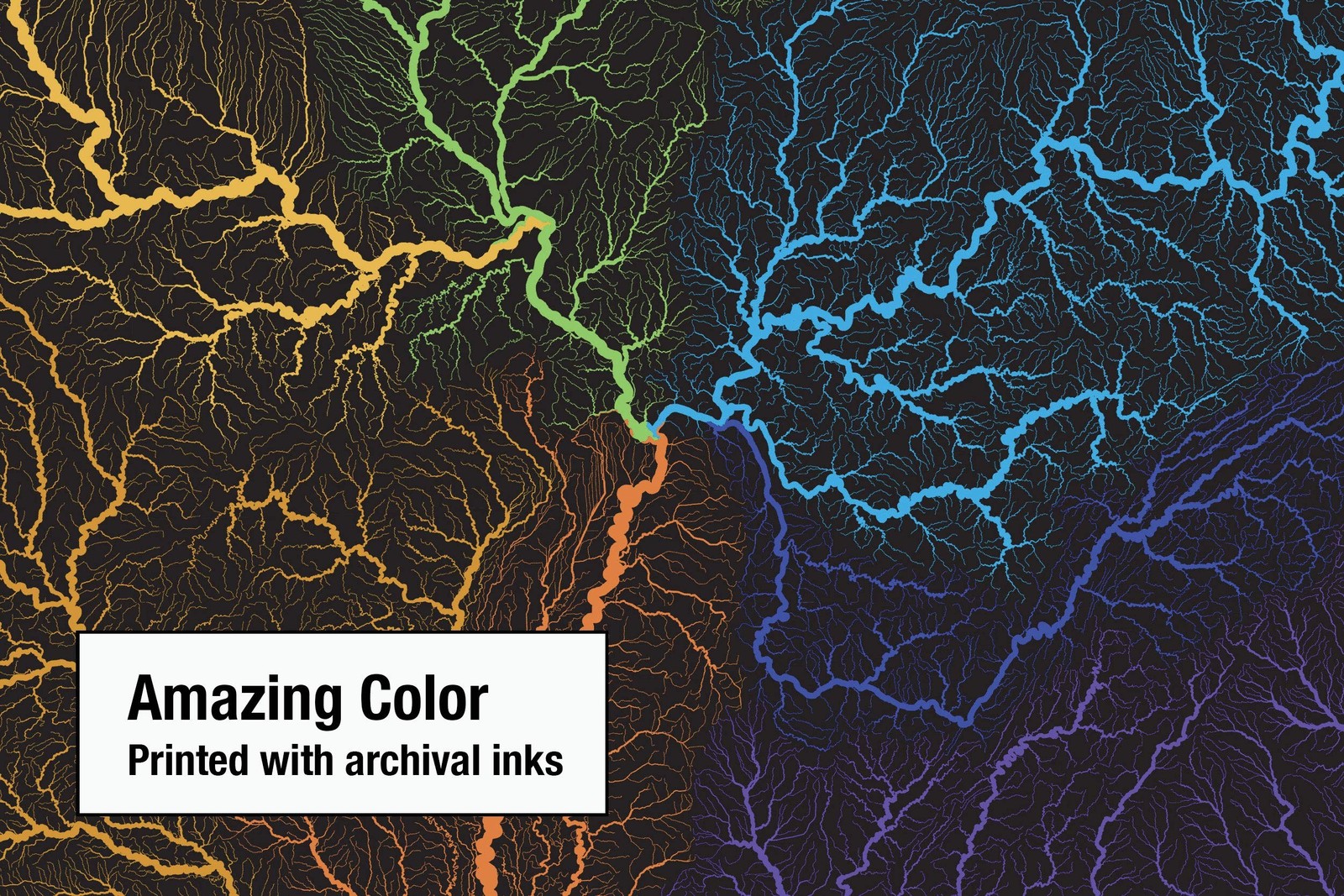 US Hydrological Map | Map of United States Rivers & Basins | 36” x 24̶