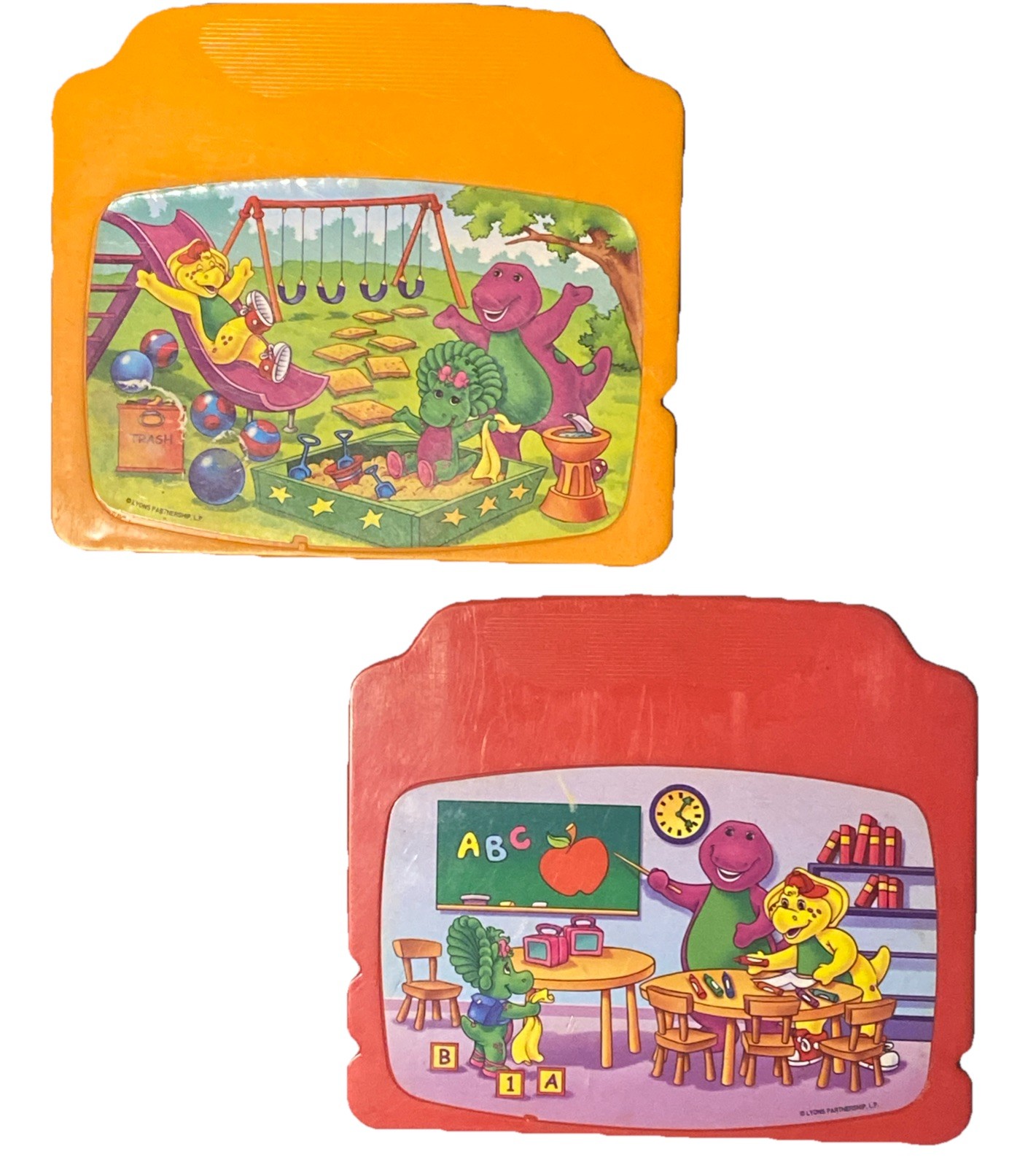 VINTAGE Barney And Friends Kids Learning Laptop Toy – 2 REPLACEMENT STORY CARDS