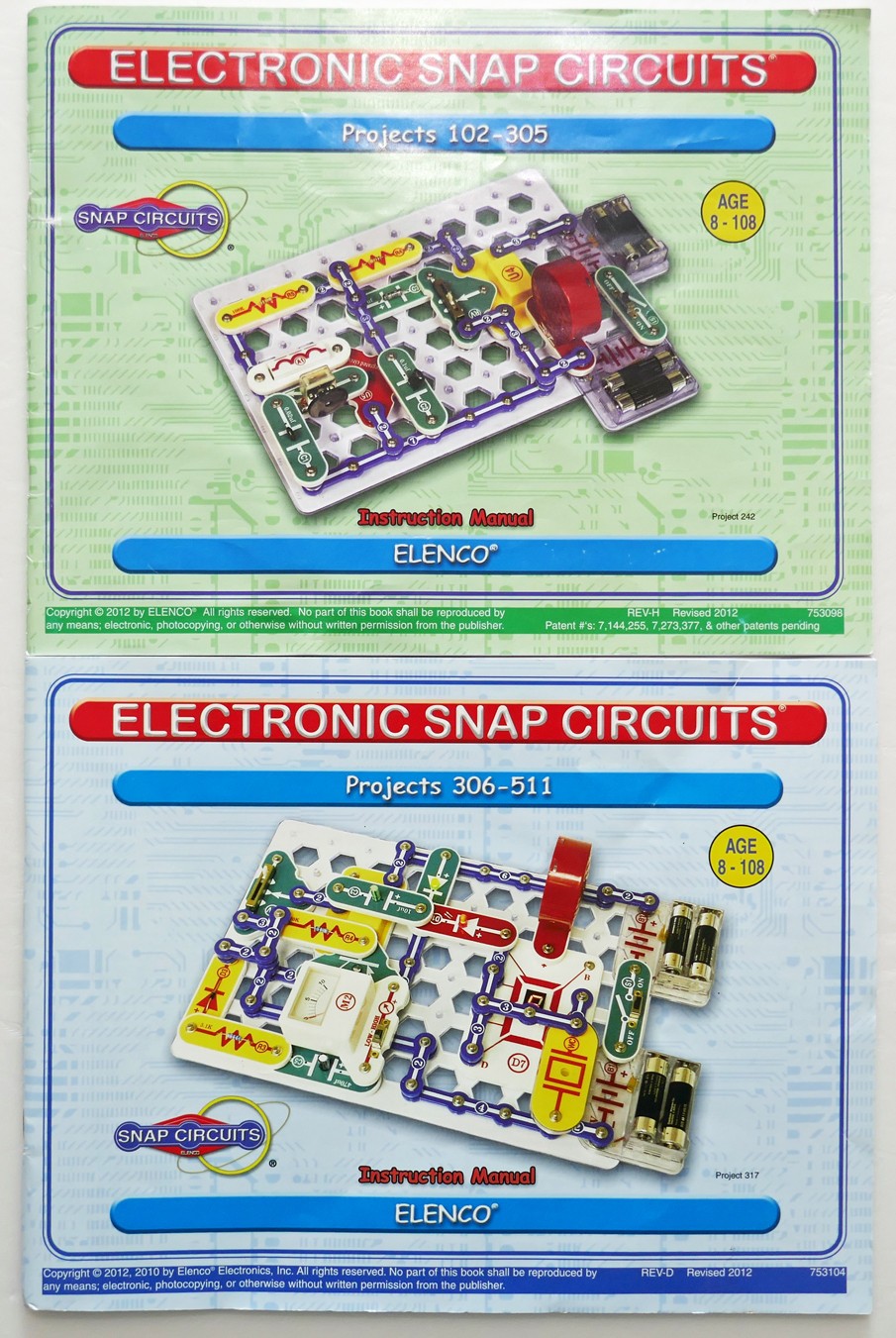 Elenco Snap Circuits 6 Instruction Manuals 1-101 2x/102-305/306-511/Skill/Bric