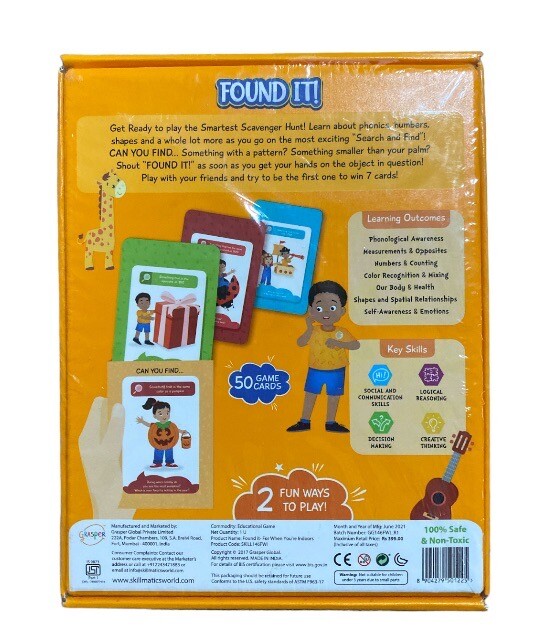 Skillmatics Card Game “Found It” Indoor Edition New in Package Sealed Ages 4-7