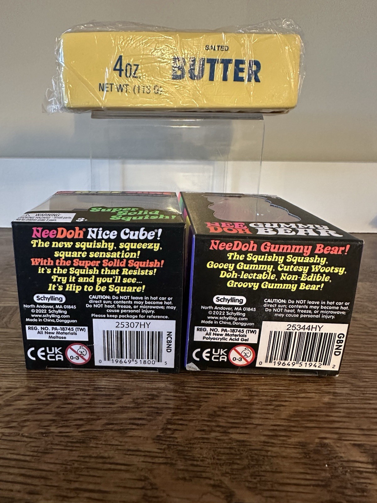 2 Schylling NeeDoh Nice Cube Purple , Way Out Watermelon Gummy Bear & Butter