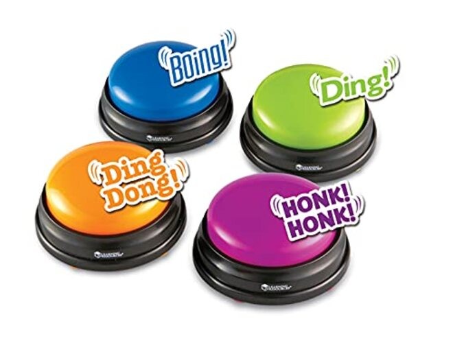 Answer Buzzers, Set of 4 Assorted Colored Buzzers, Game Show Buzzers, 3