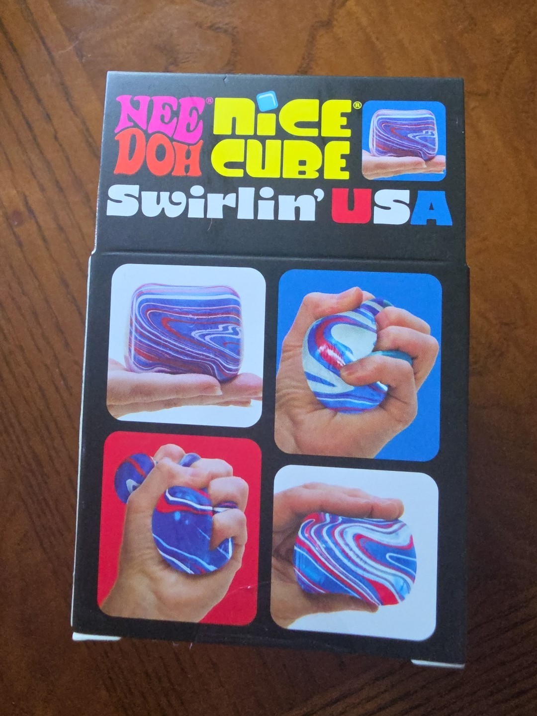 NEEDOH Nice Cube Swirlin’ USA Super Solid Squish NEW ❤️🤍💙