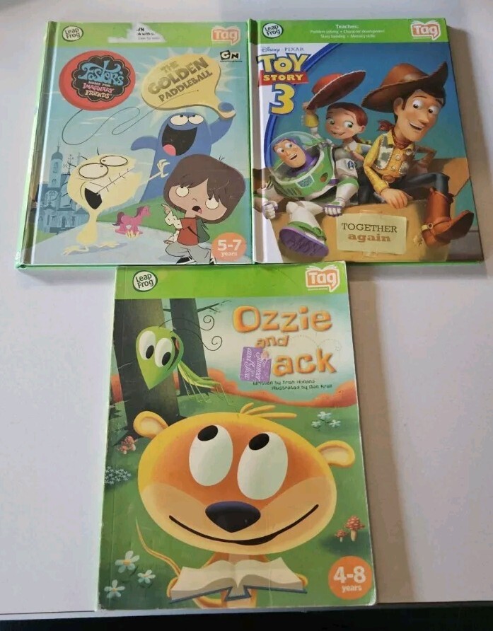 Lot of 3 Leap Frog Tag Books Toy Story Foster’s Ozzie And Mack
