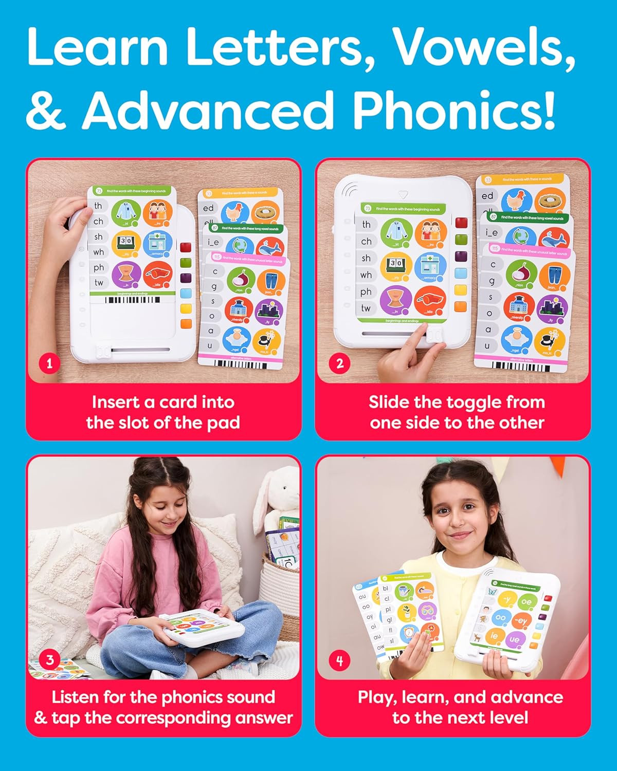 Phonics Machine Learning Pad – Electronic Reading Game for Kids Age 5-11 – Learn