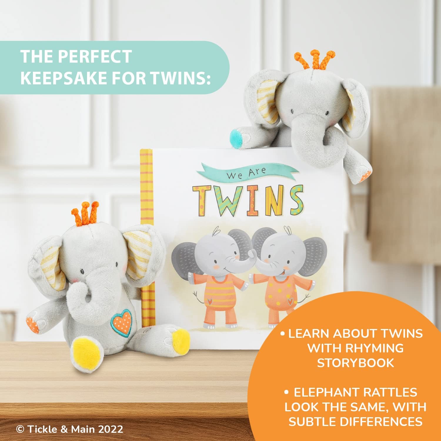 Tickle & Main Baby Gift Set for Twins Newborn & 3 Piece Set, Multicolor