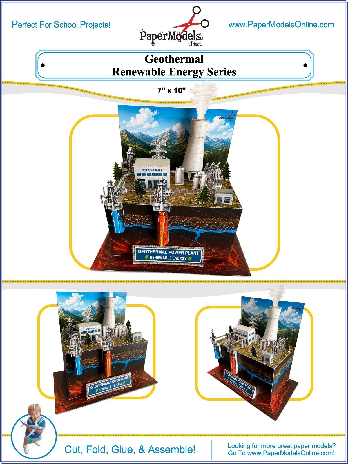 Geothermal Renewable Energy Series – paper model kits school projects