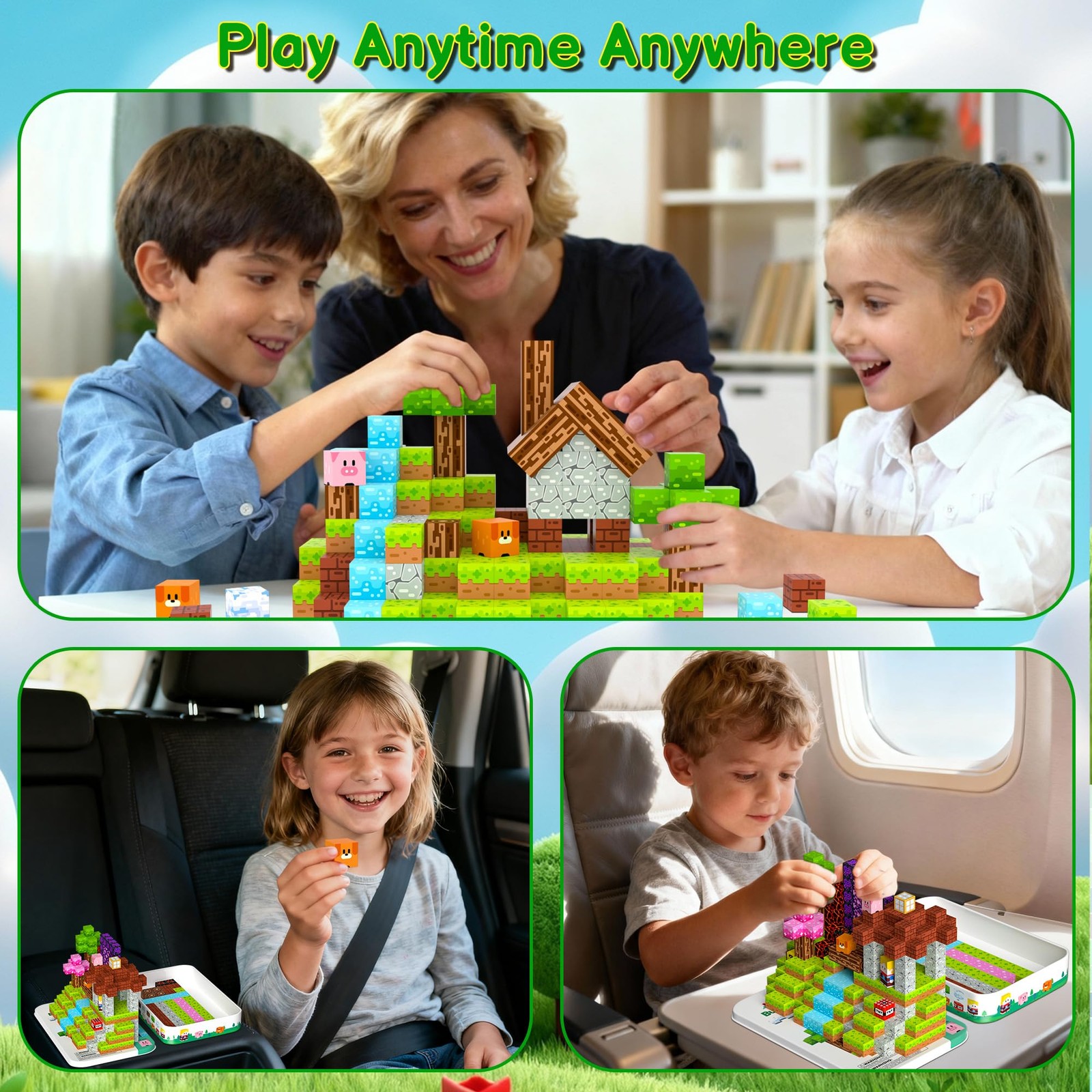 iLacven Magnetic Blocks Travel Building 200 Pcs Set, Multicolor