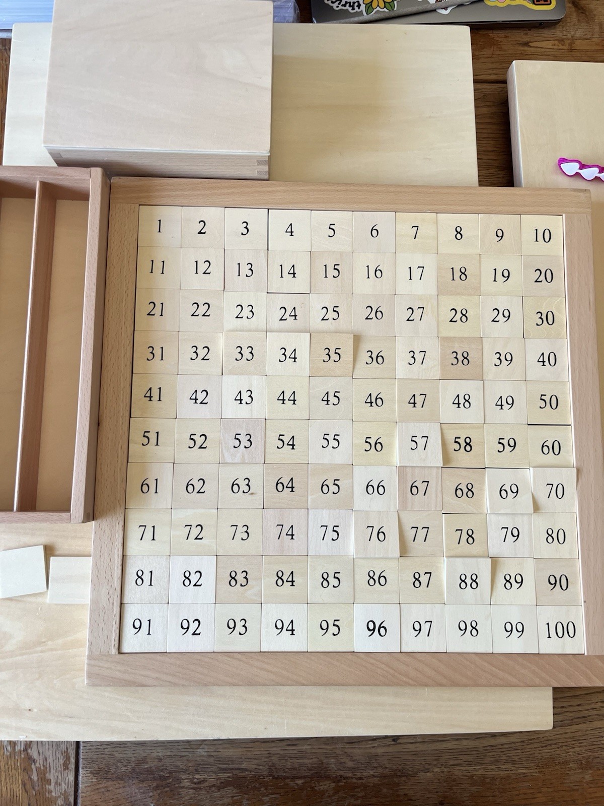 Montessori Wooden Math Materials Lot Stamp Game Board Cards Counters Rods Box