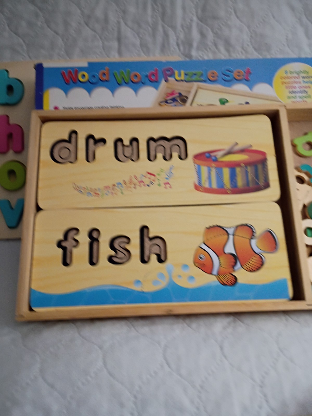Wooden Learning Puzzles 3 Pack. Numbers Letters Words. Ages 3+ Educational
