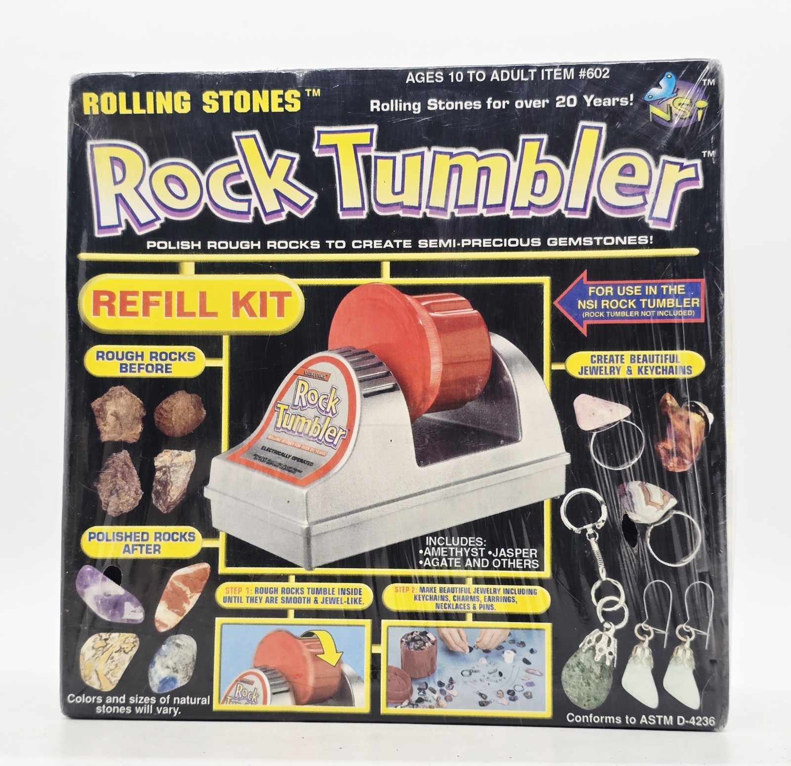 Vintage 1998 Rolling Stones Rock Tumbler Refill Kit No. 602 New Sealed Box NOS