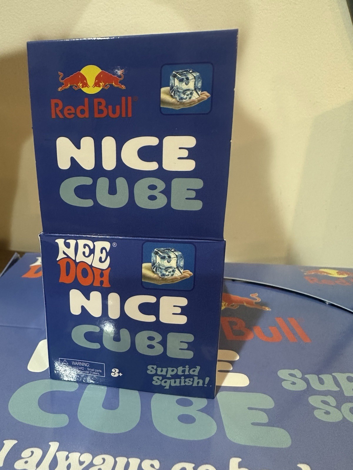 Red Bull Edition Nee Doh Nice Cube Blue/White “Stupid Squish!” Tactile Squeeze