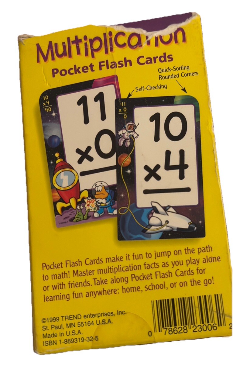 Multiplication Pocket Flash Cards 52 Fact Cards 4 Parent Cards (Home Schooling)