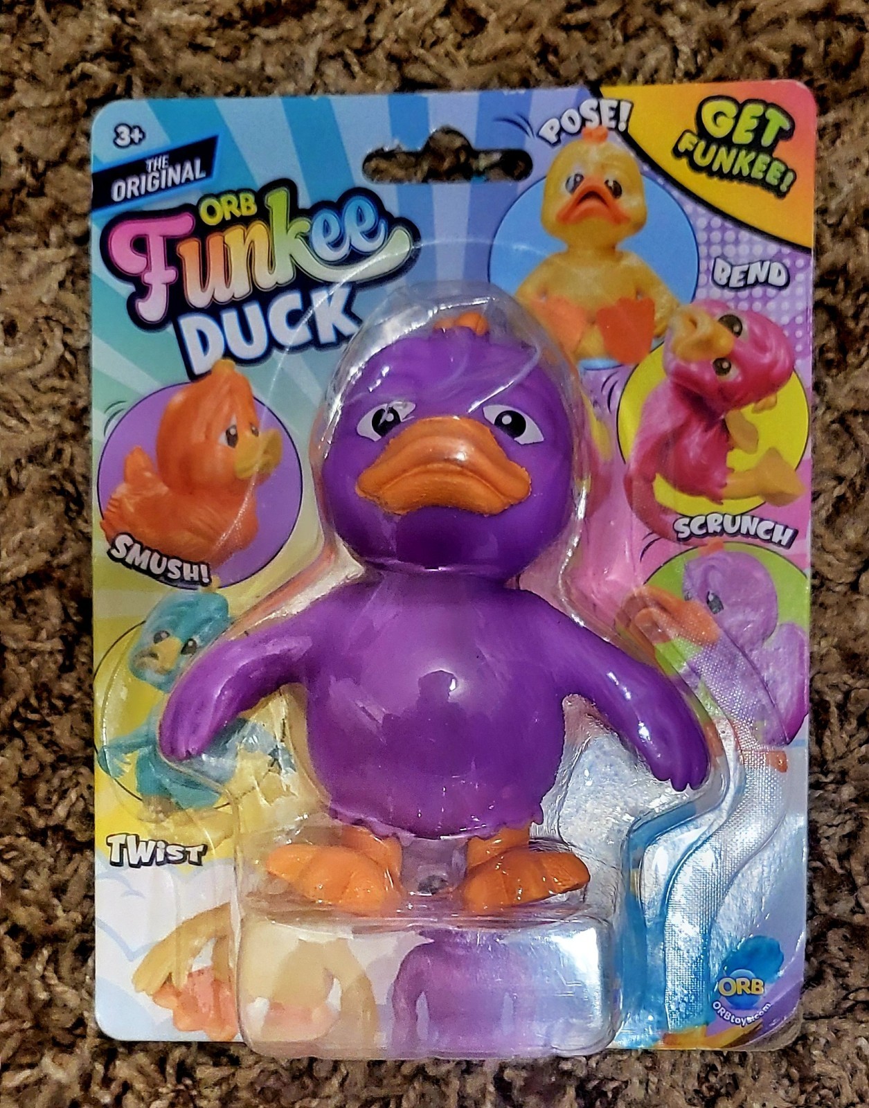 ORB Funkee Duck Tactile Squeeze Toy, Purple/Orange, Ages 3+, 3-4 Years, 2021