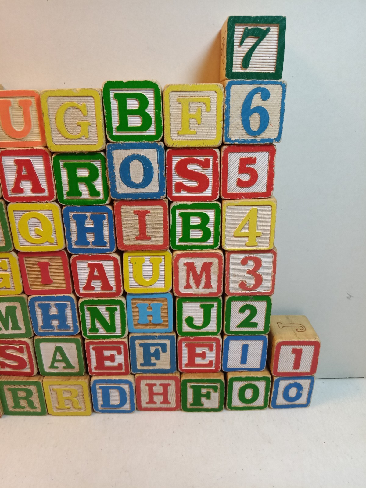 VTG Children’s ABC Wooden Block Building Set Of #73 Blocks Includes Numbers