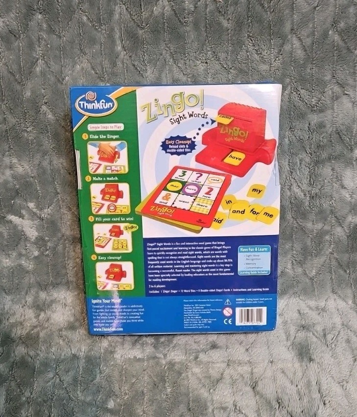 ThinkFun Zingo! Sight Words Game Pre-K to 1 Ages 4-7 Years New Sealed