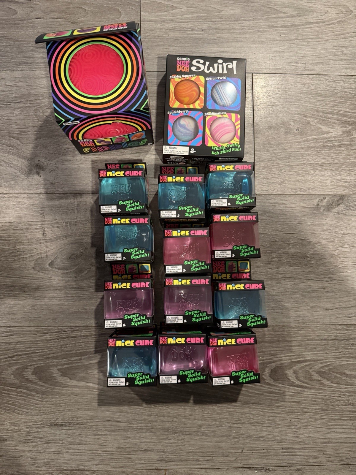 NeeDoh LOT x14 Nice Cube x12 + Super Ripples + Teenie Swirl 4pk NEW Sealed 2026