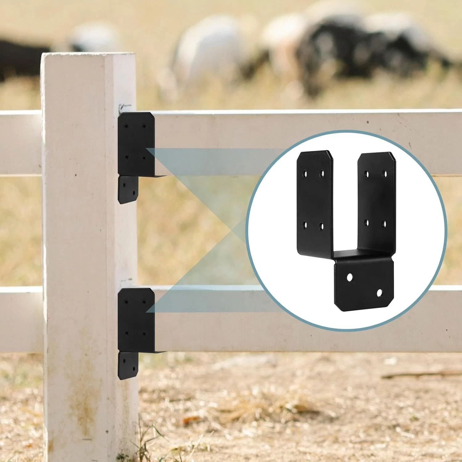 16pcs Black Caps Tie Bracket for 2×4 Post, Post Anchor Connector Carbon Steel