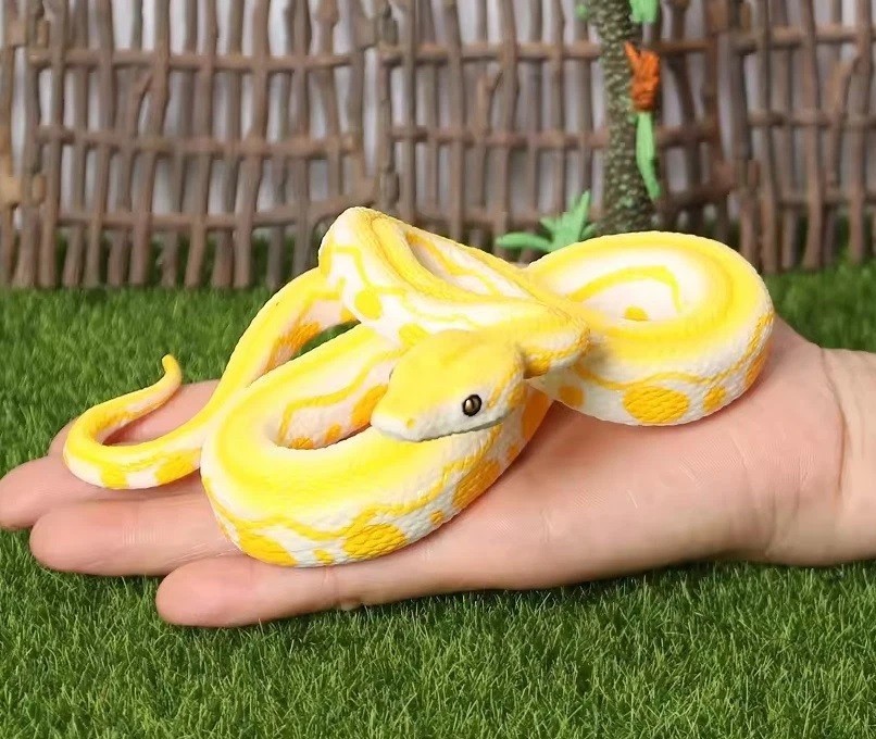 Golden Python Snake Animal Figure Toy PVC Doll Small Figurine Birthday Gifts