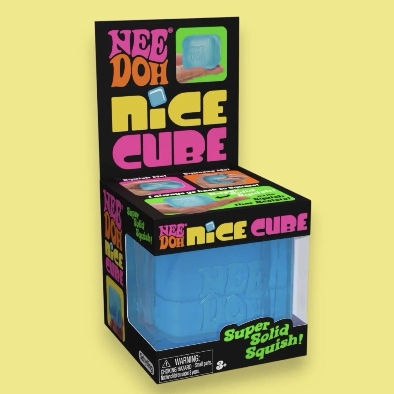 Brand New Needoh Nice Cube Blue Schylling Squeeze Toy Super SolidSquish 2.25″