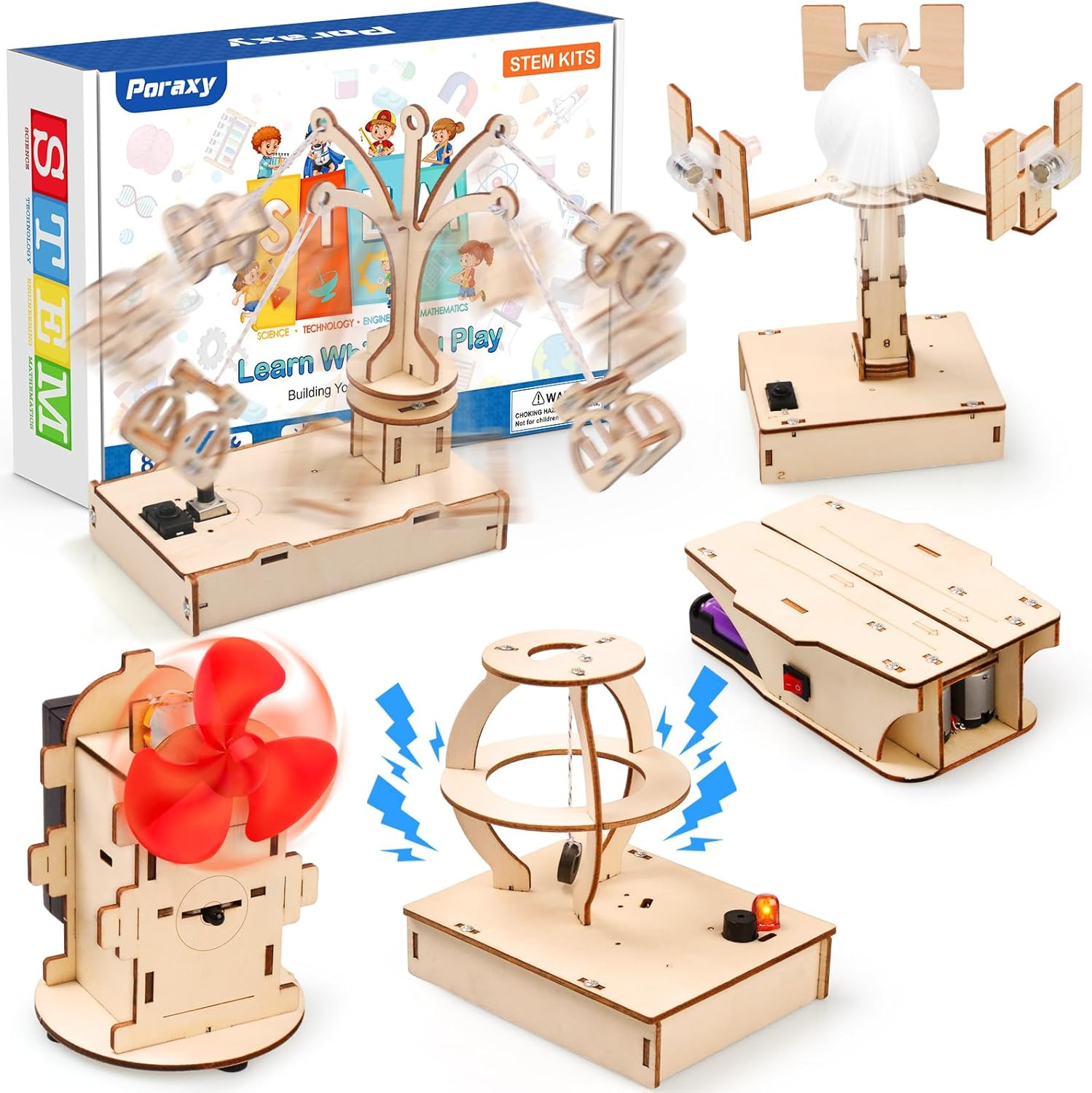 STEM Kits for Kids Ages 8-10-12, 5 Set Wooden 3D Puzzles, Educational Science Ex