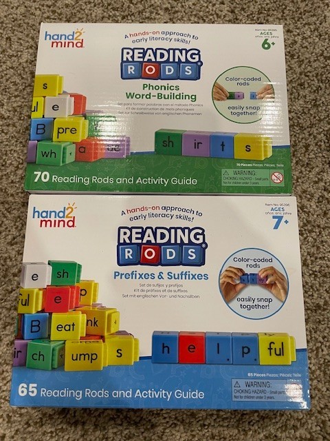 hand2mind Reading Rods Phonics Word-Building & Prefixes/ Suffixes, NEW, hands on