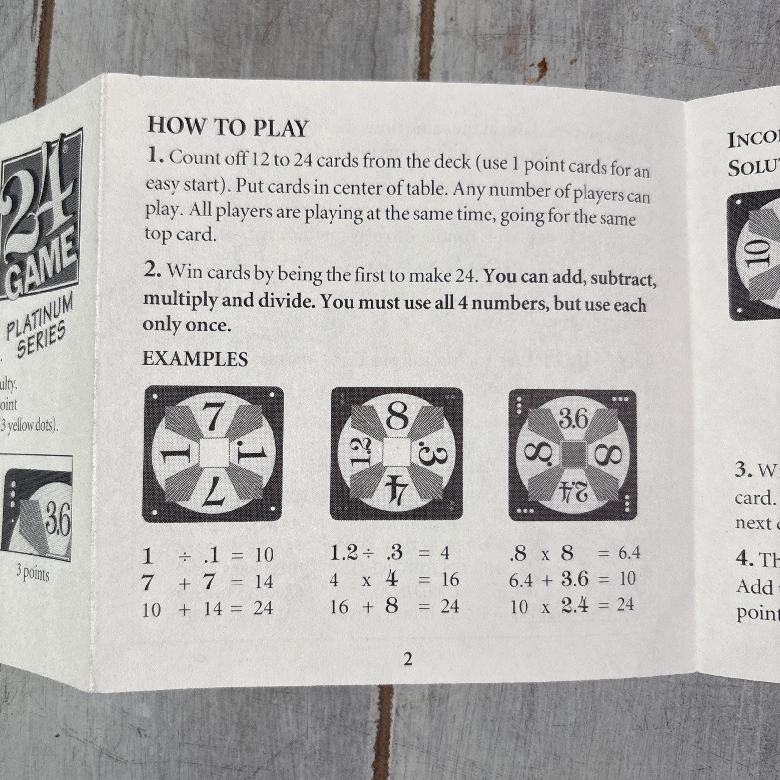 24 Game Decimals Math Game 96 CARDS, Math Practice 1993 – Rare